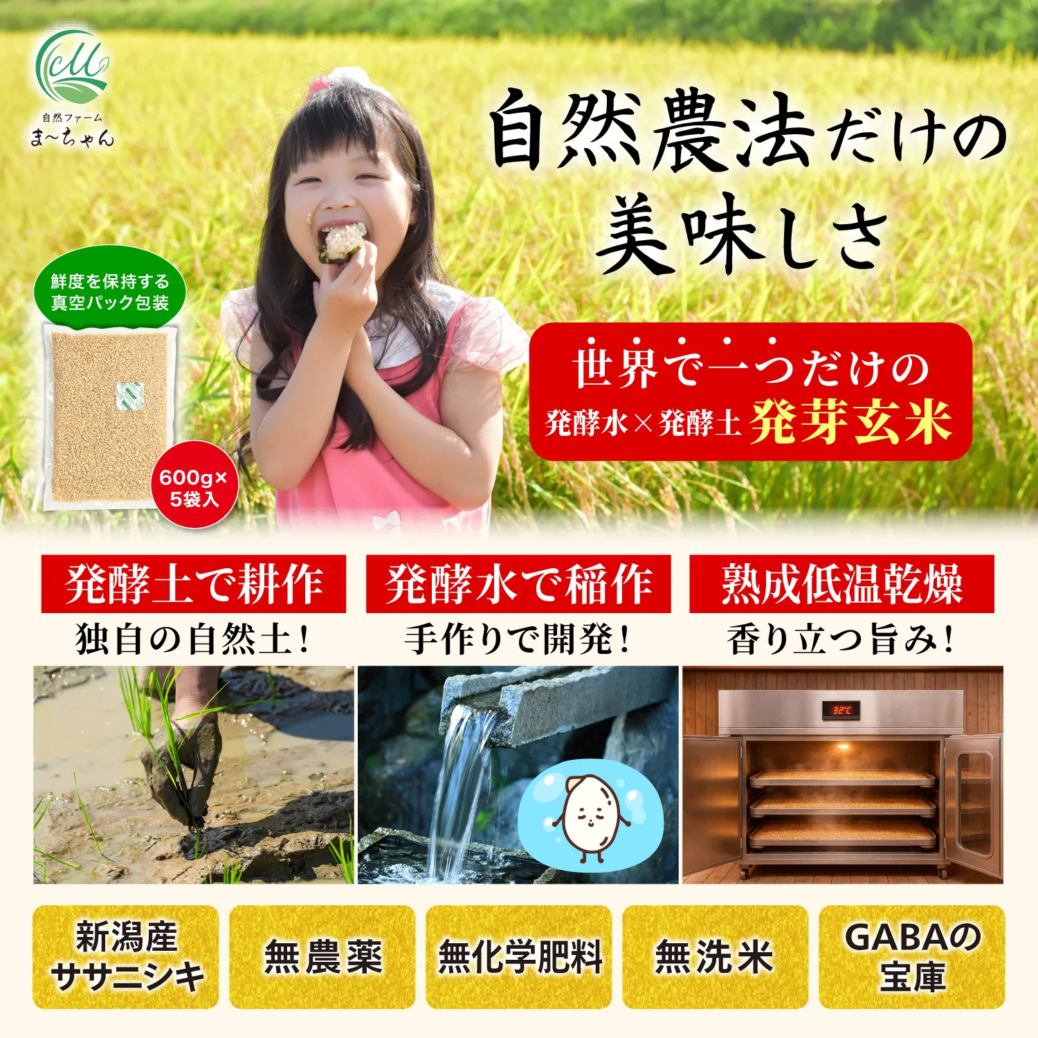 ま〜ちゃん3分づき発芽玄米  3kg - 画像 (2)